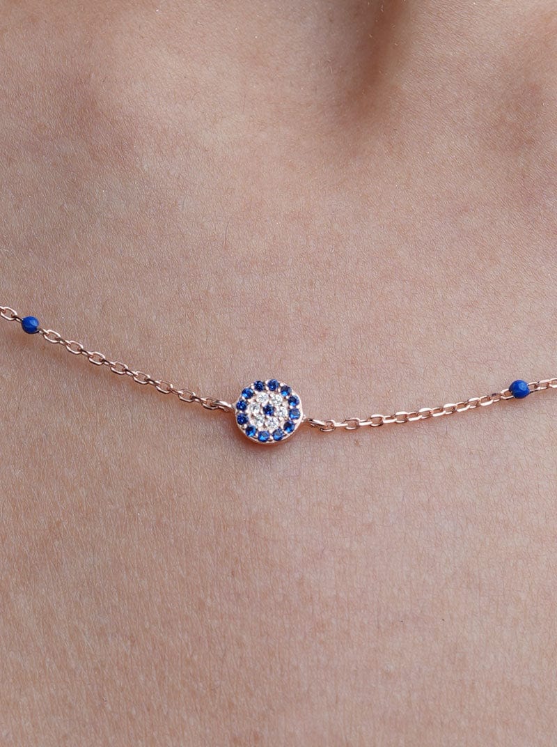 Evil Eye Pendant Chain Rose Gold