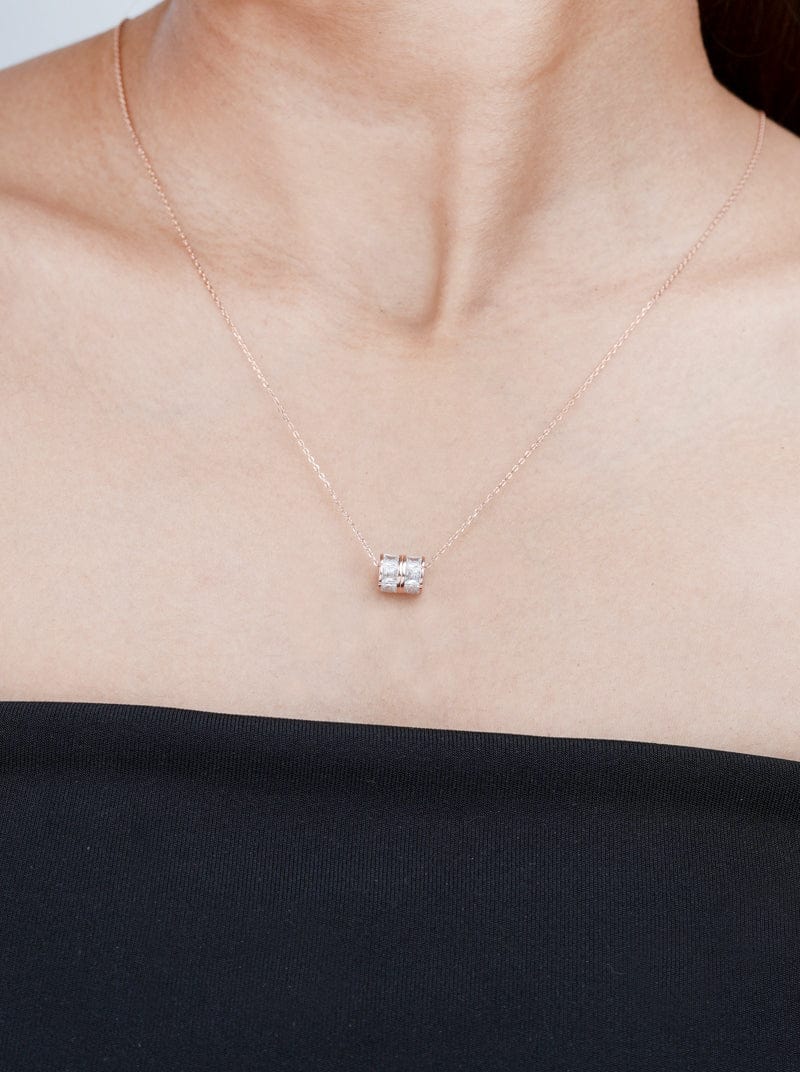 Double Row Zircon Roll Pendant Chain