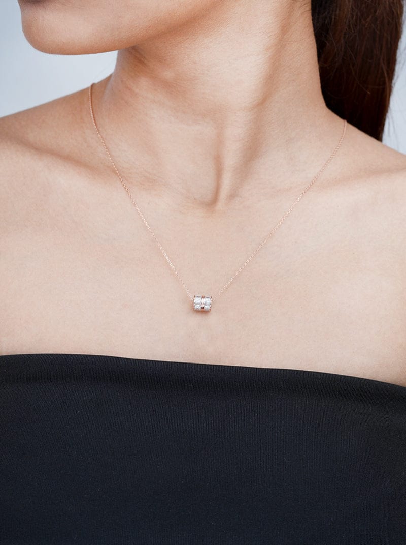Double Row Zircon Roll Pendant Chain