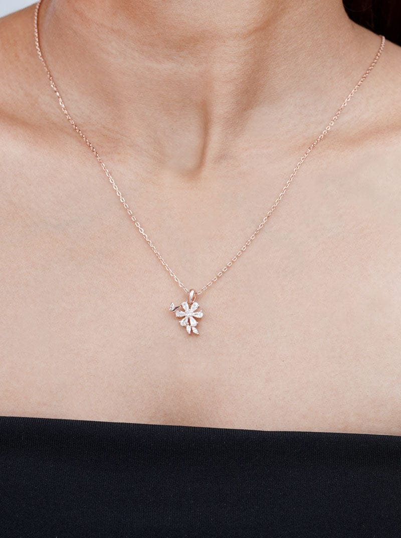 Flower with Tiny Butterfly Pendant Chain