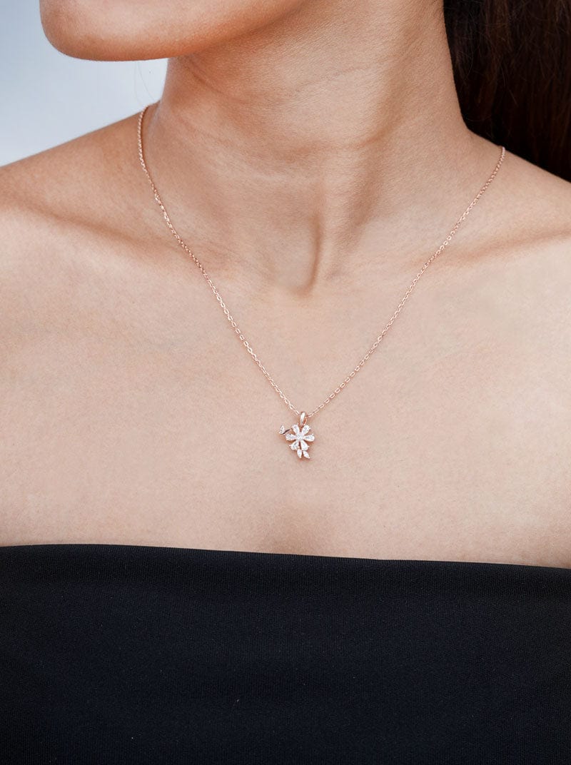 Flower with Tiny Butterfly Pendant Chain