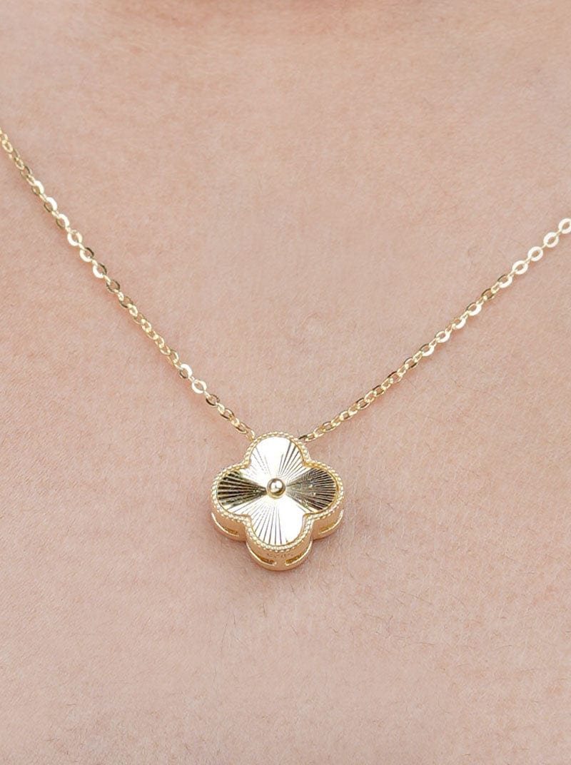 Zircon Clover Pendant Chain Gold