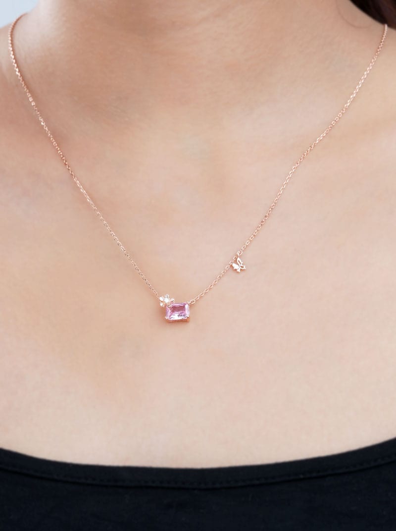 Pink Rectangle Pendant Chain