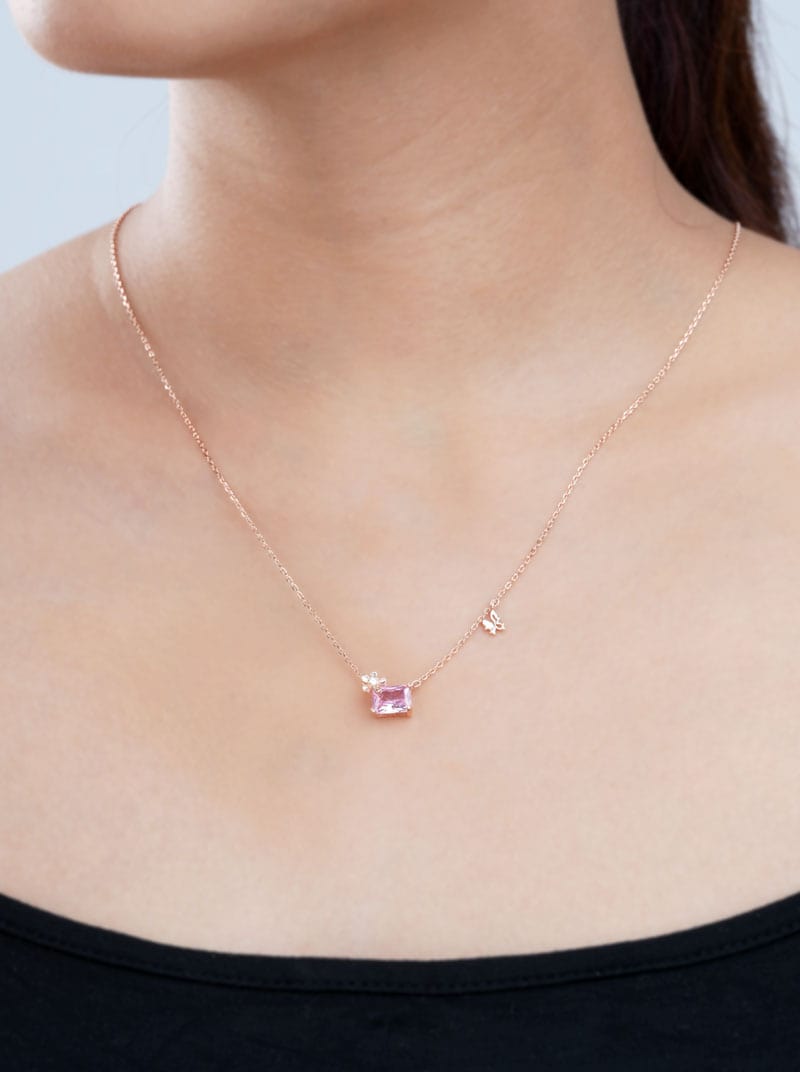 Pink Rectangle Pendant Chain