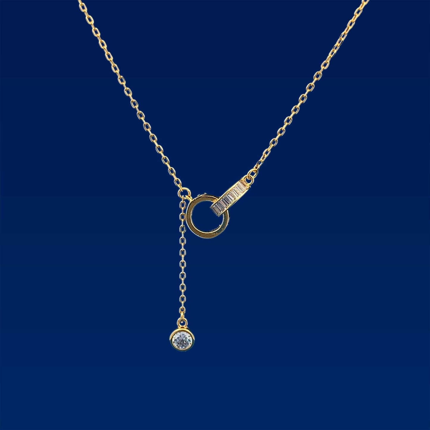 Baguette Interlocking circle Pendant Chain