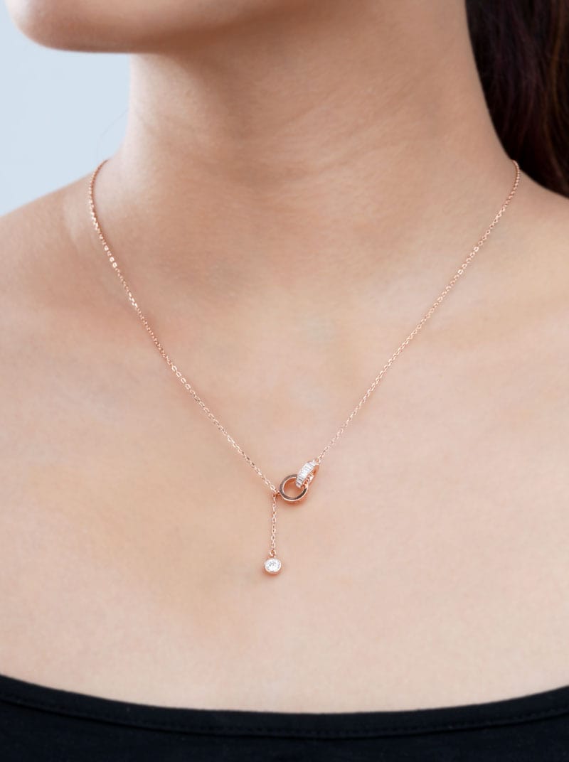 Baguette Interlocking circle Pendant Chain