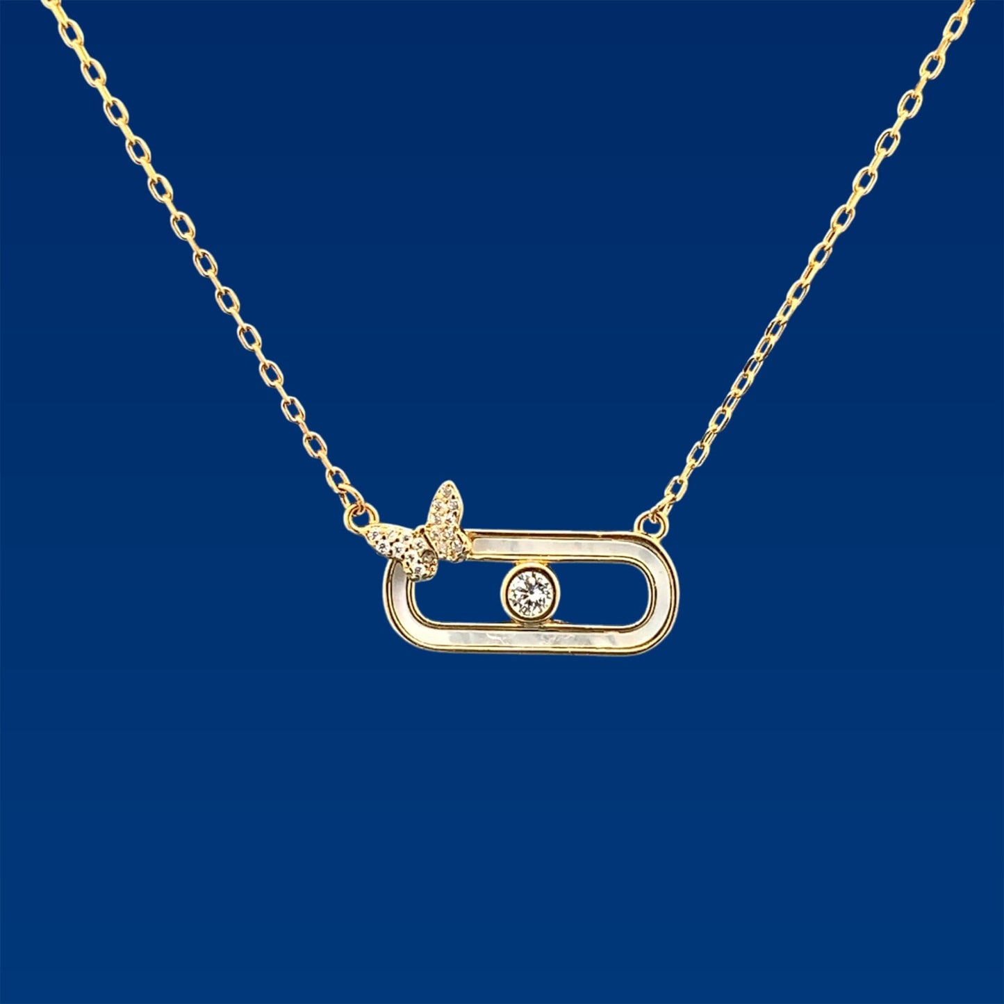 Geo Butterfly Pendant Chain Gold