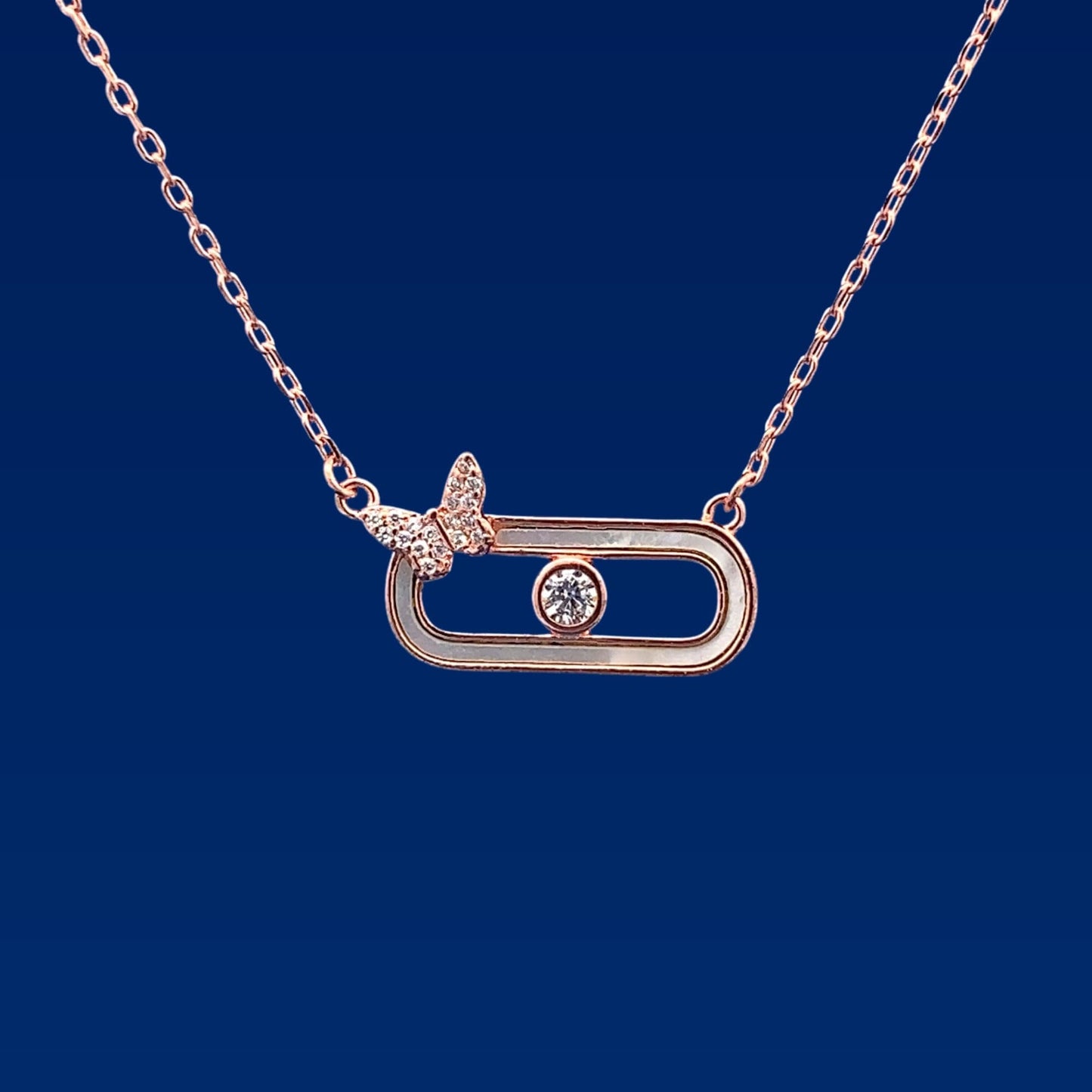 Geo Butterfly Pendant Chain Rose Gold