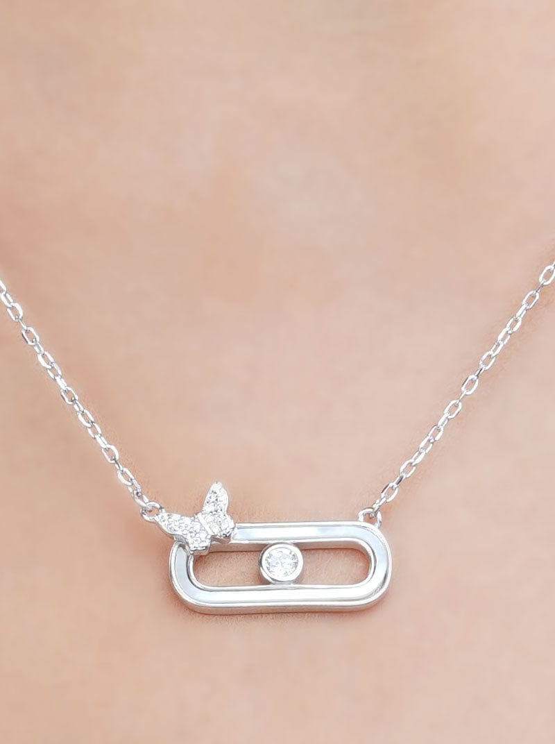 Geo Butterfly Pendant Chain Silver