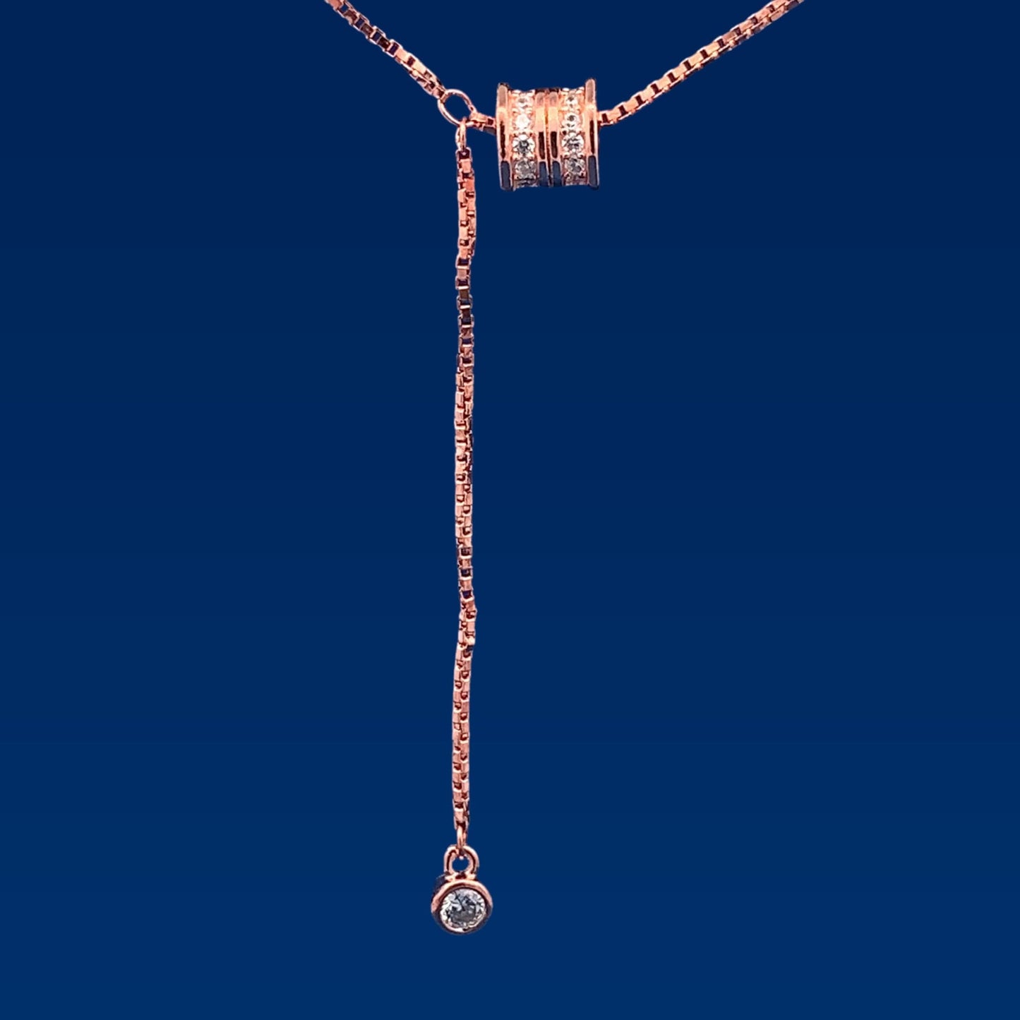 Roll Drop Pendant Chain Rose Gold