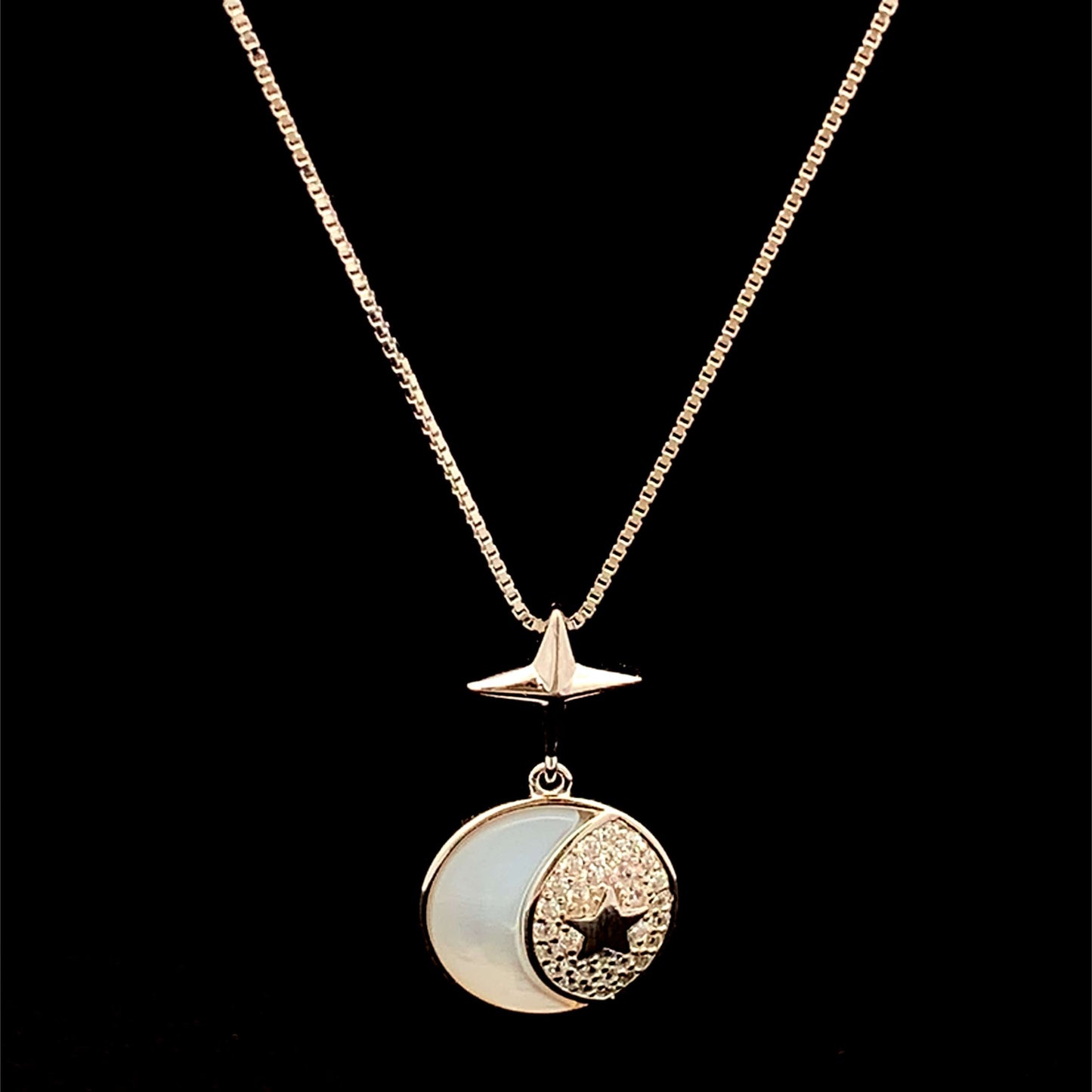 Moonlit Star Pendant Chain Silver