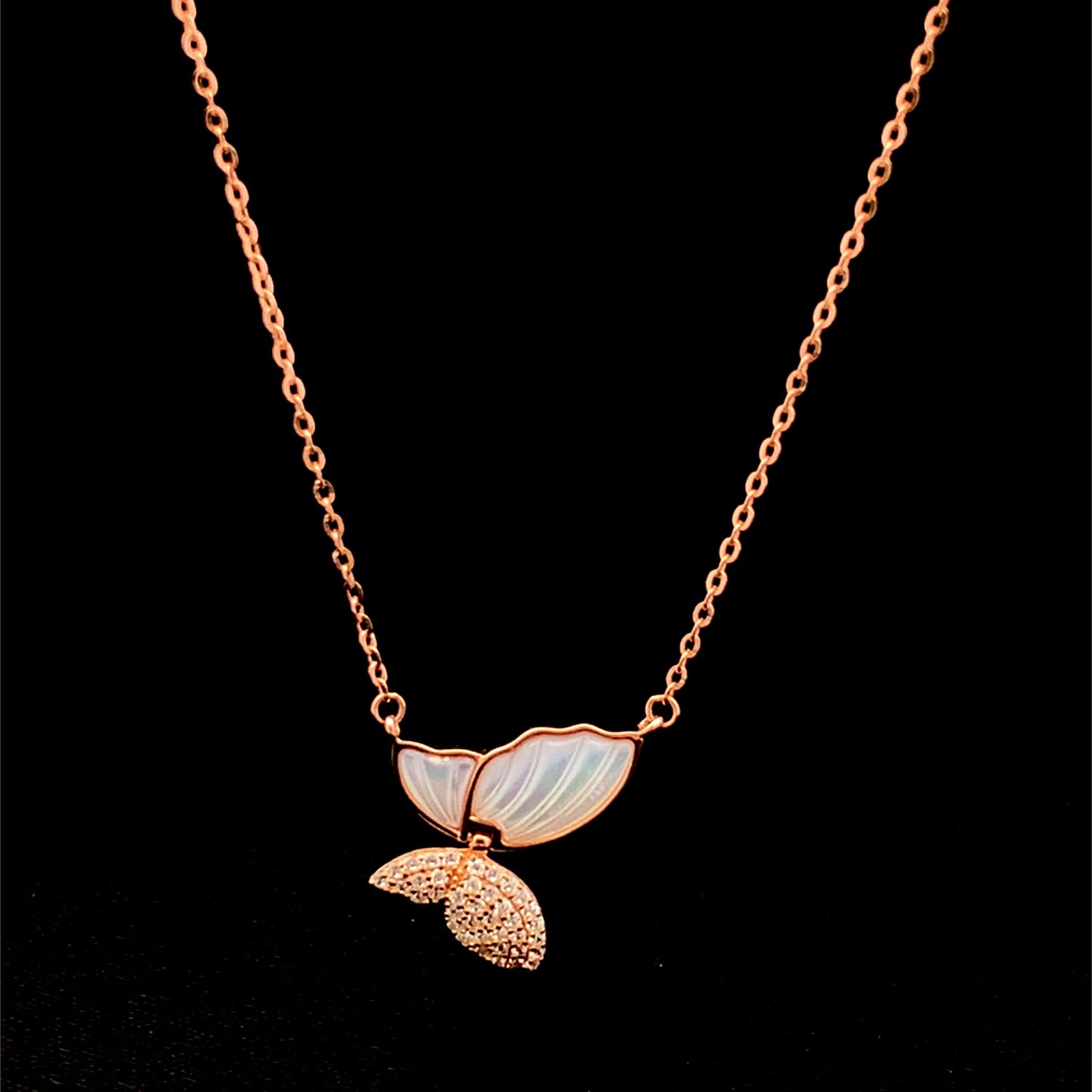 Flying Butterfly Pendant Chain Rose Gold