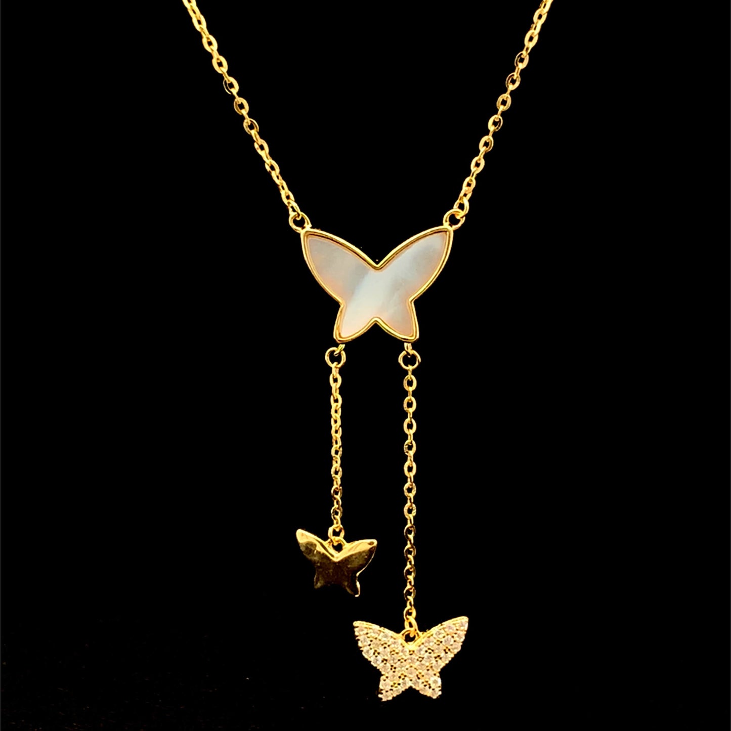 Exquisite Drop Butterfly Pendant Chain Gold