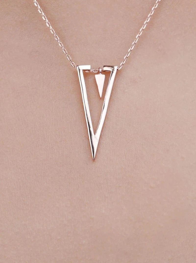Double Triangle Pendant Chain (Pure Silver) Rose Gold