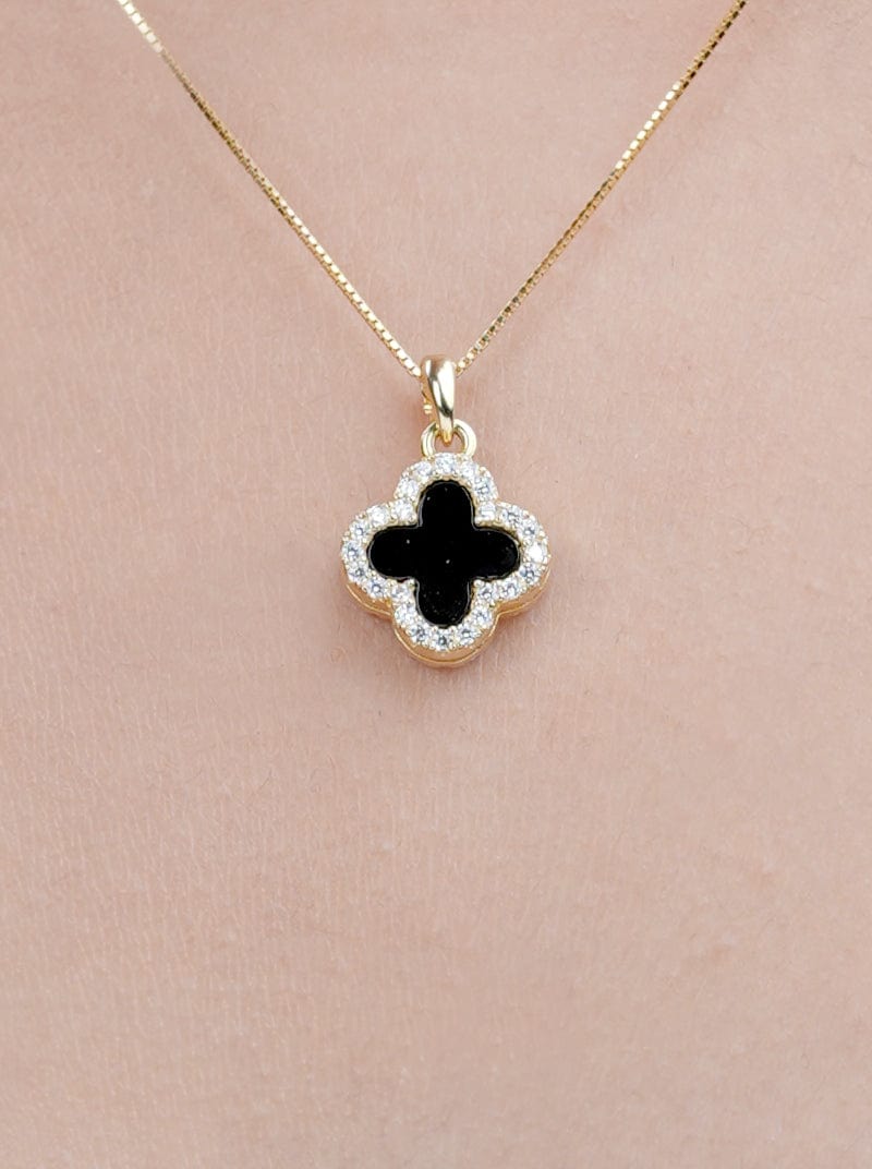 Reversible Black & White Clover Pendant Chain (Pure Silver)