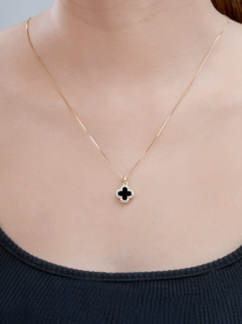 Reversible Black & White Clover Pendant Chain (Pure Silver)