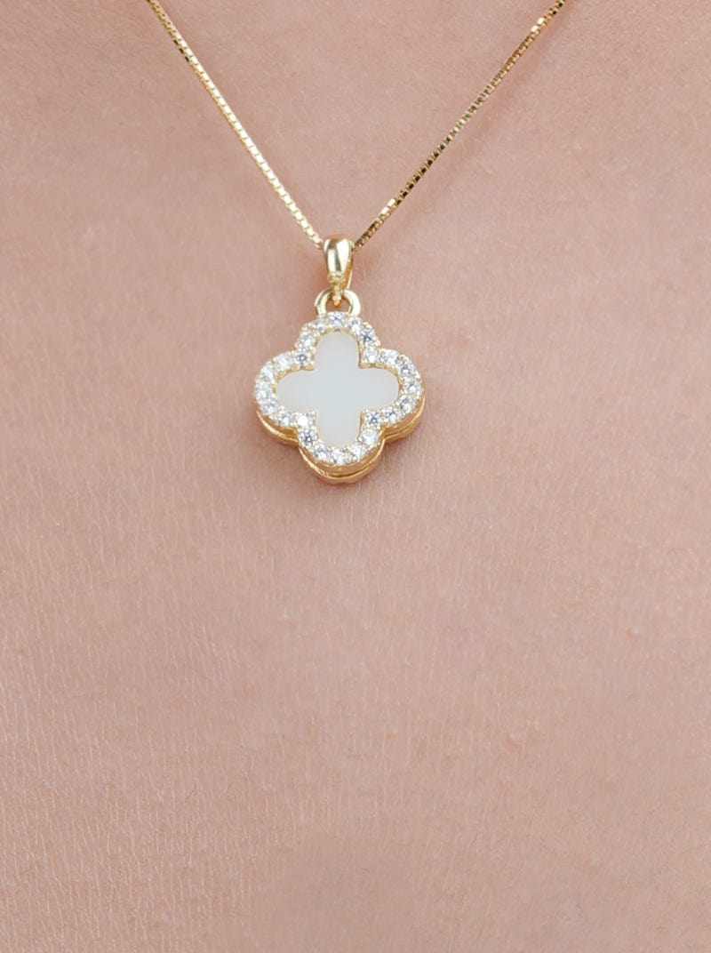 Reversible Black & White Clover Pendant Chain (Pure Silver)