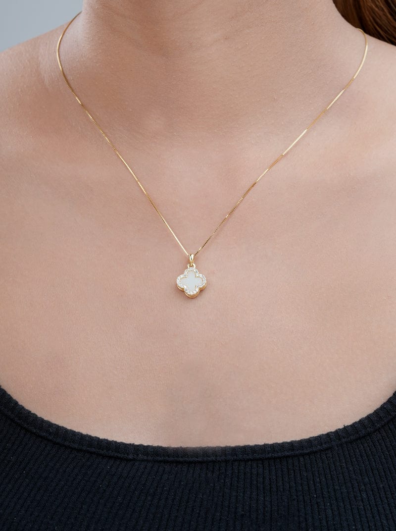 Reversible Black & White Clover Pendant Chain (Pure Silver)