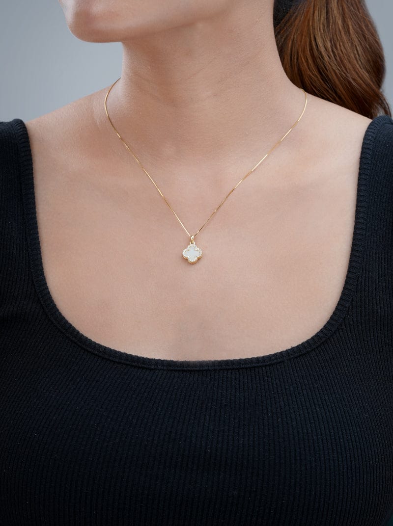 Reversible Black & White Clover Pendant Chain (Pure Silver)