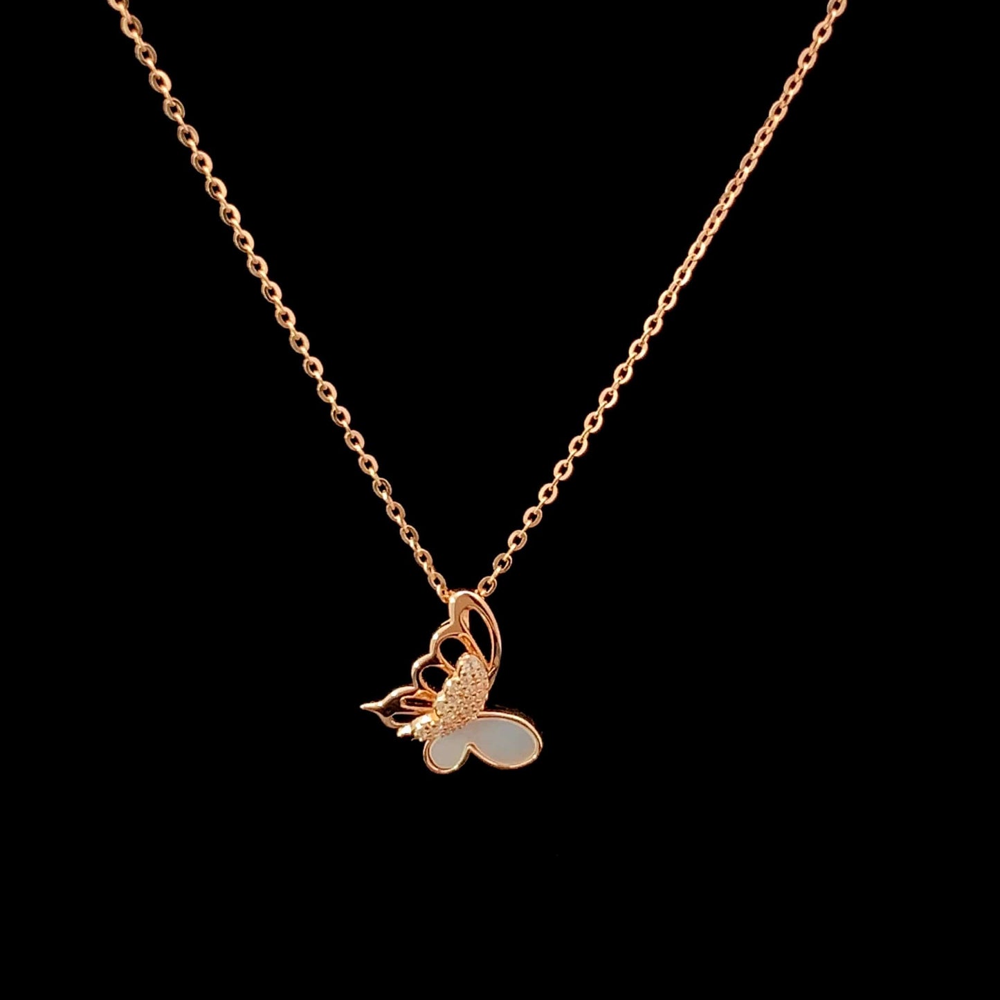 Cosmic Butterfly Pendant Chain Rose Gold