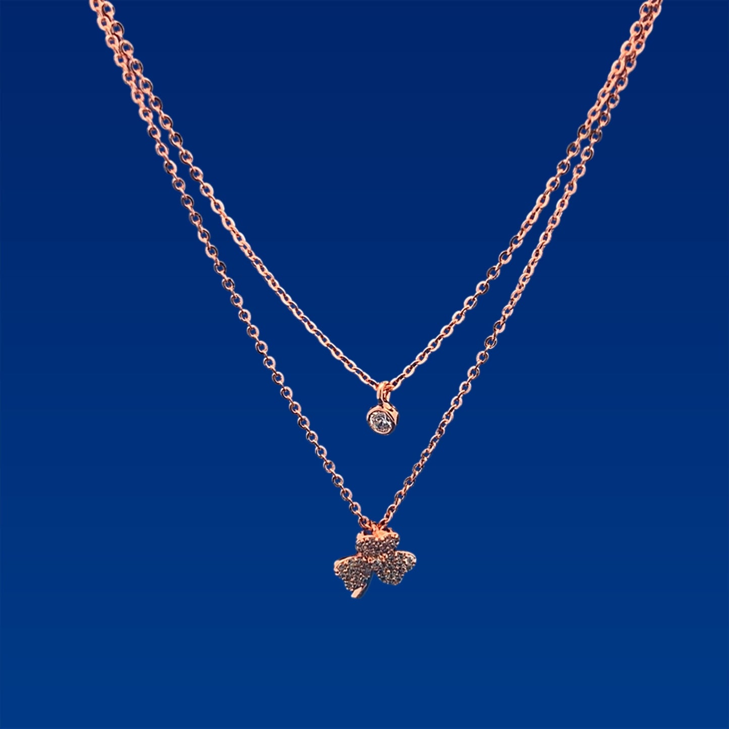 Double Layer three Leaf Clover Pendant Chain