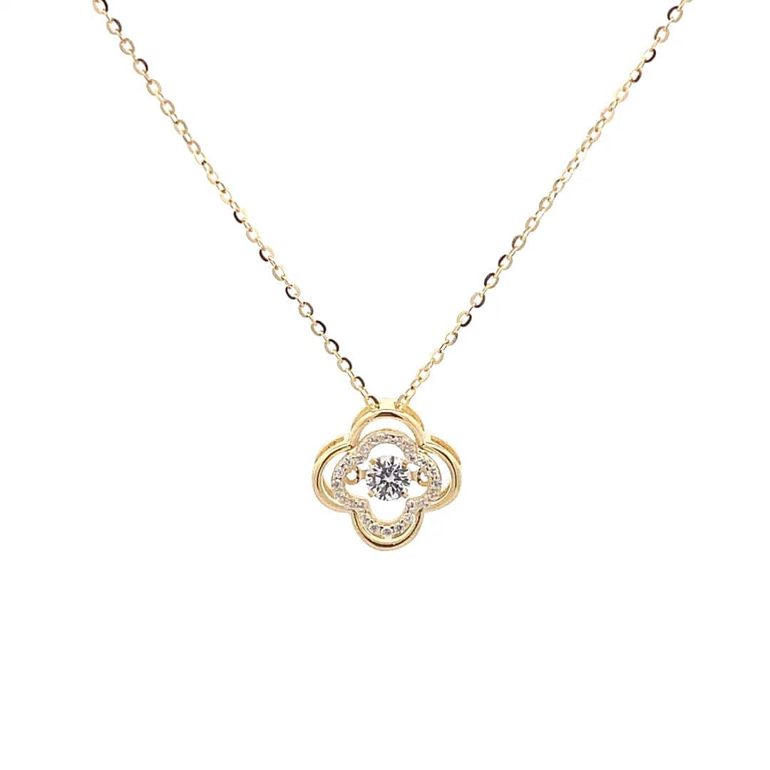 Dancing Clover Pendant Chain (Pure Silver) - Gold