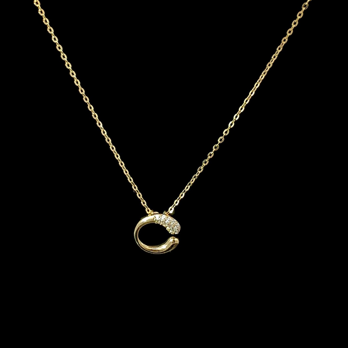 Eclipse Circle Pendant Chain Gold