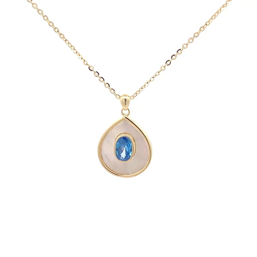 Aqua Drop Pendant Chain (Pure Silver) - Gold