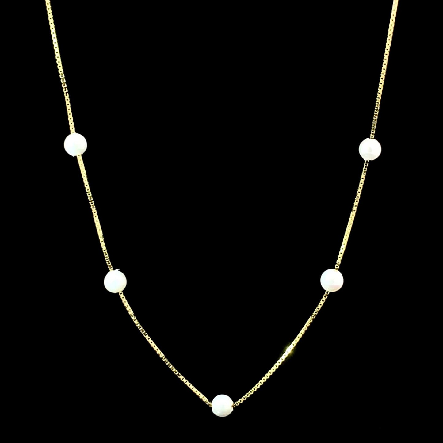 Pearl Link Pendant Chain Gold