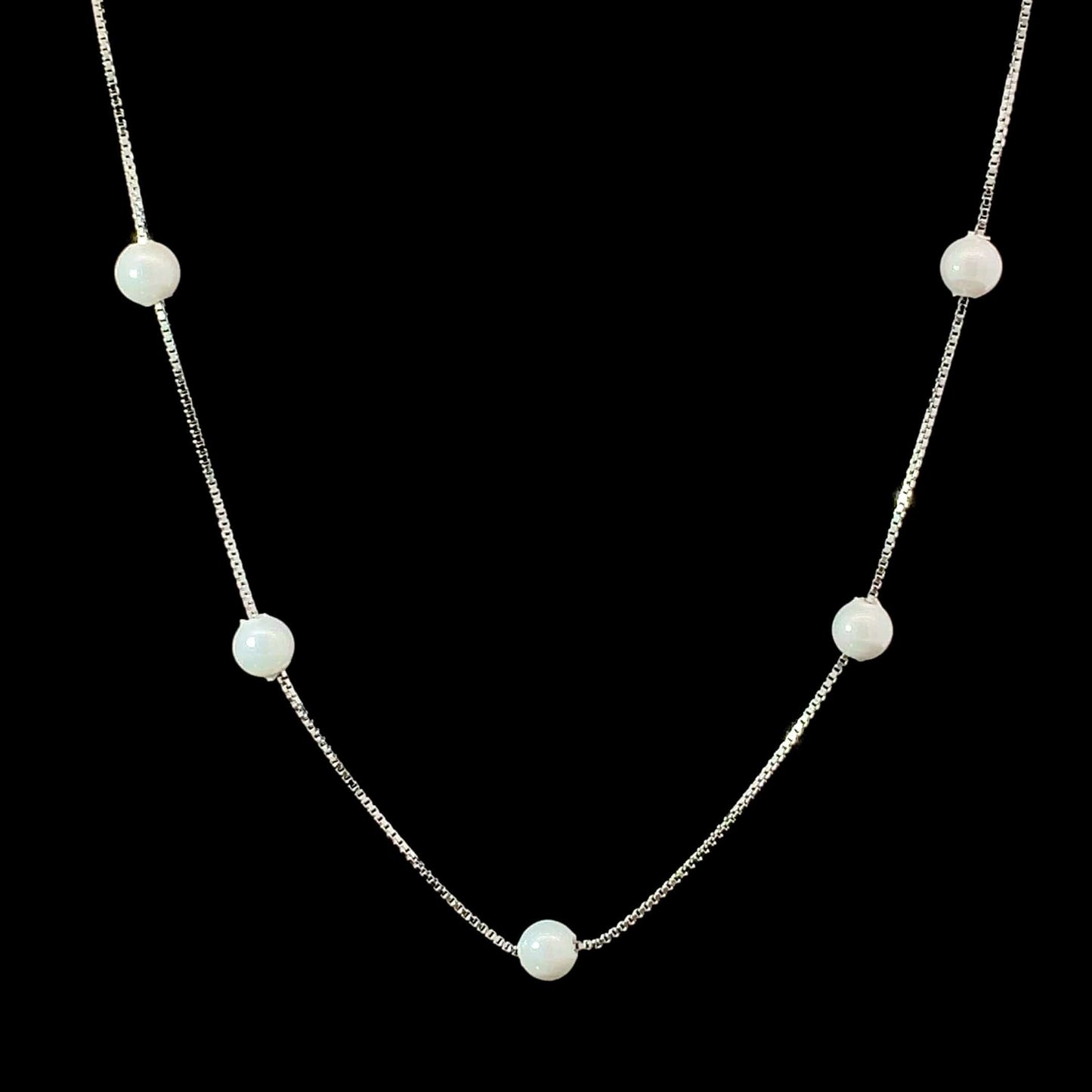 Pearl Link Pendant Chain Silver