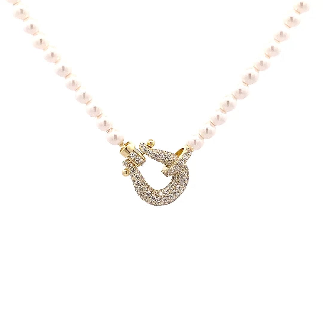 Classic Pearl Beaded Charm Pendant Chain (Pure Silver) - Gold