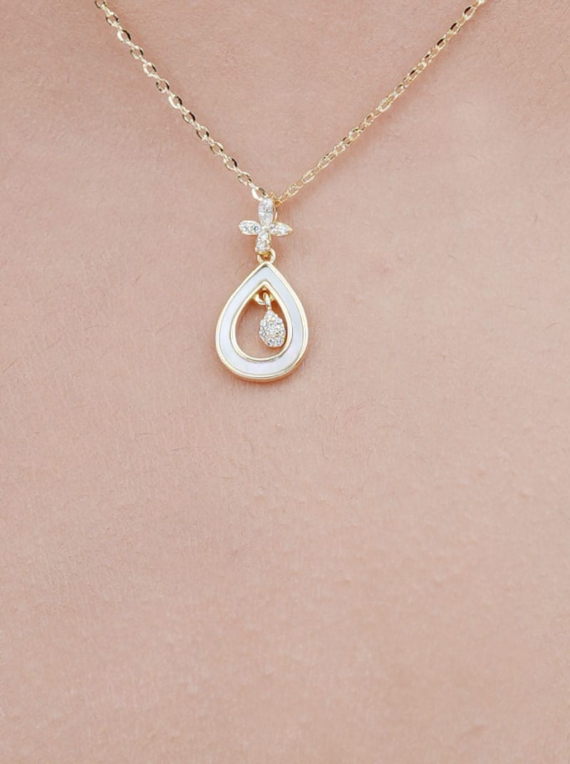 Dancing Teardrop Pendant Chain (Pure Silver)