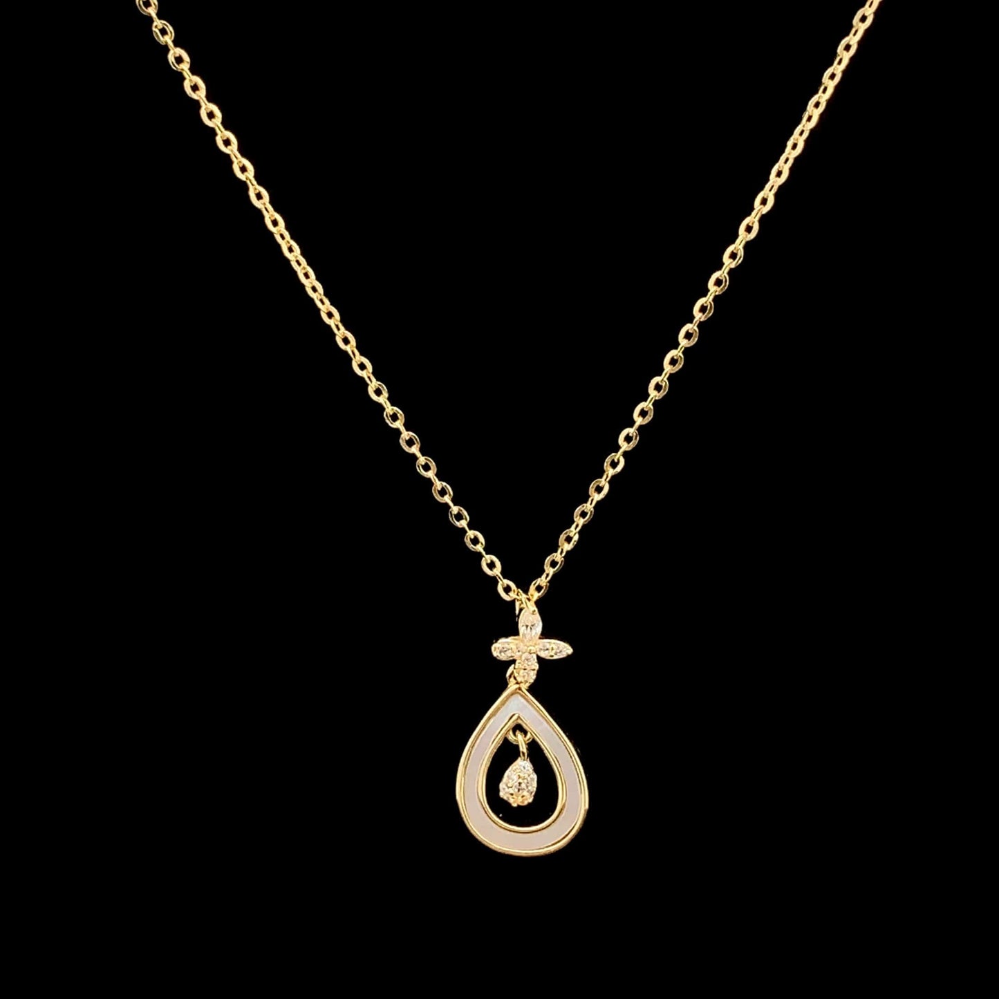 Dancing Teardrop Pendant Chain Gold