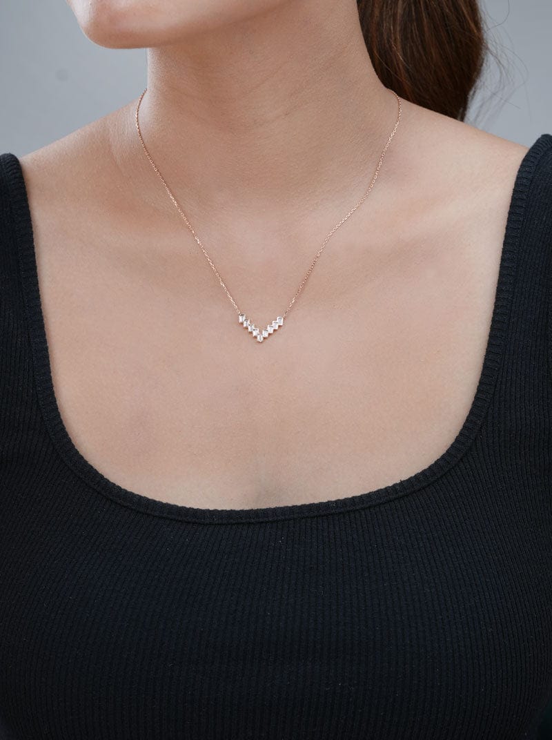 Sleek V Baguette Pendant Chain (Pure Silver)