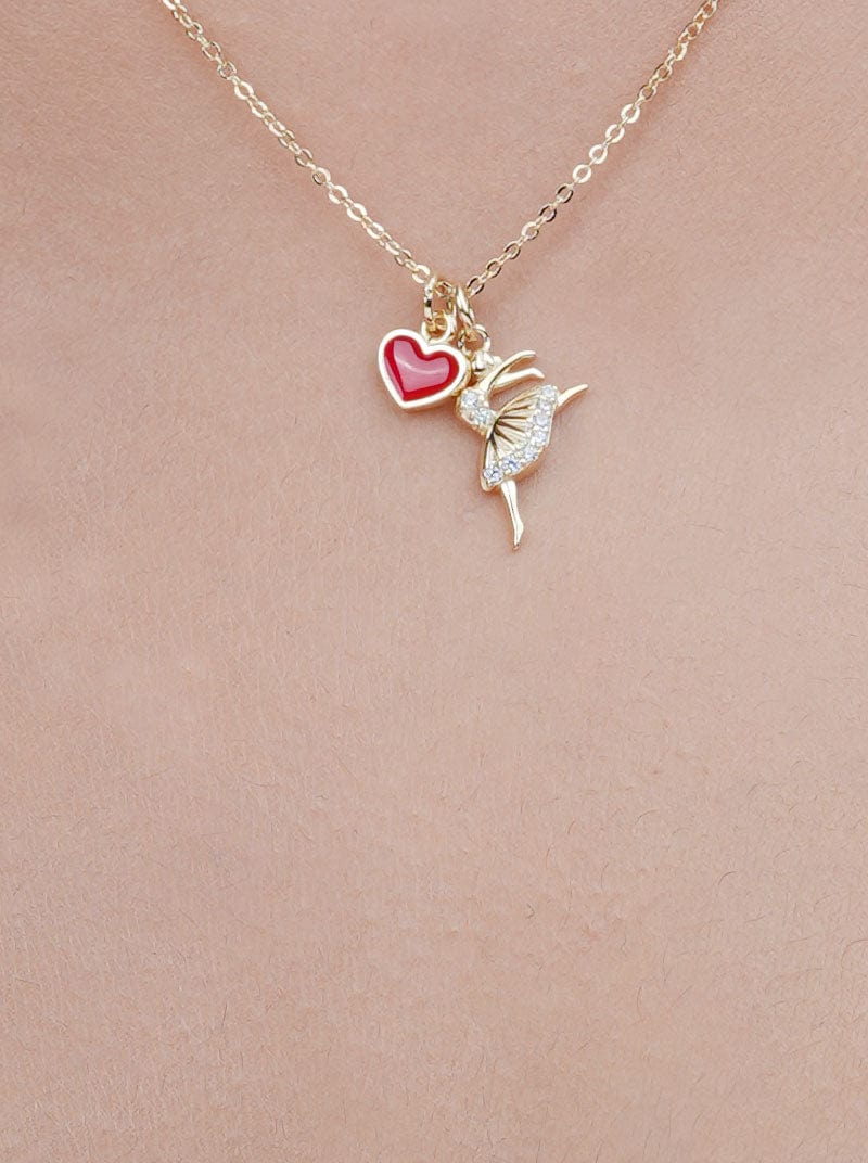 Dancing Doll With Red Heart Pendant Chain (Pure Silver)