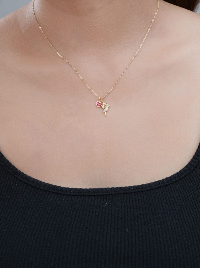 Dancing Doll With Red Heart Pendant Chain (Pure Silver)