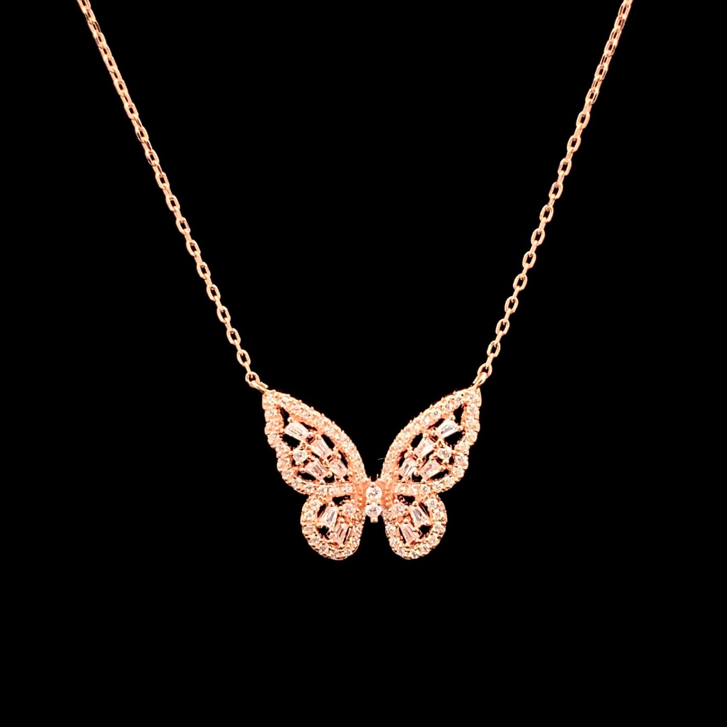 Flutter Baguette Pendant Chain Rose Gold