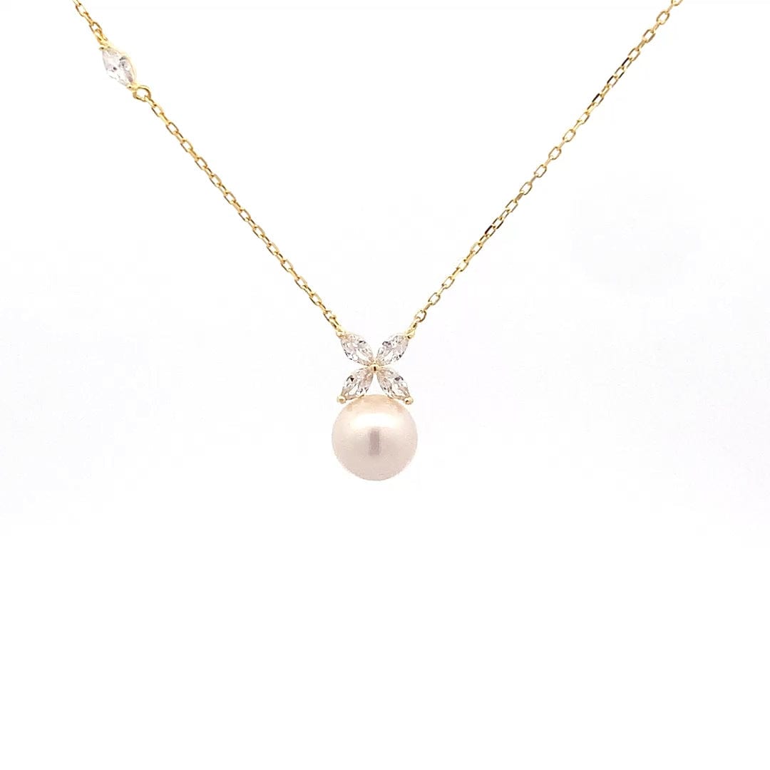 Marquise Pearl Pendant Chain (Pure Silver) - Gold
