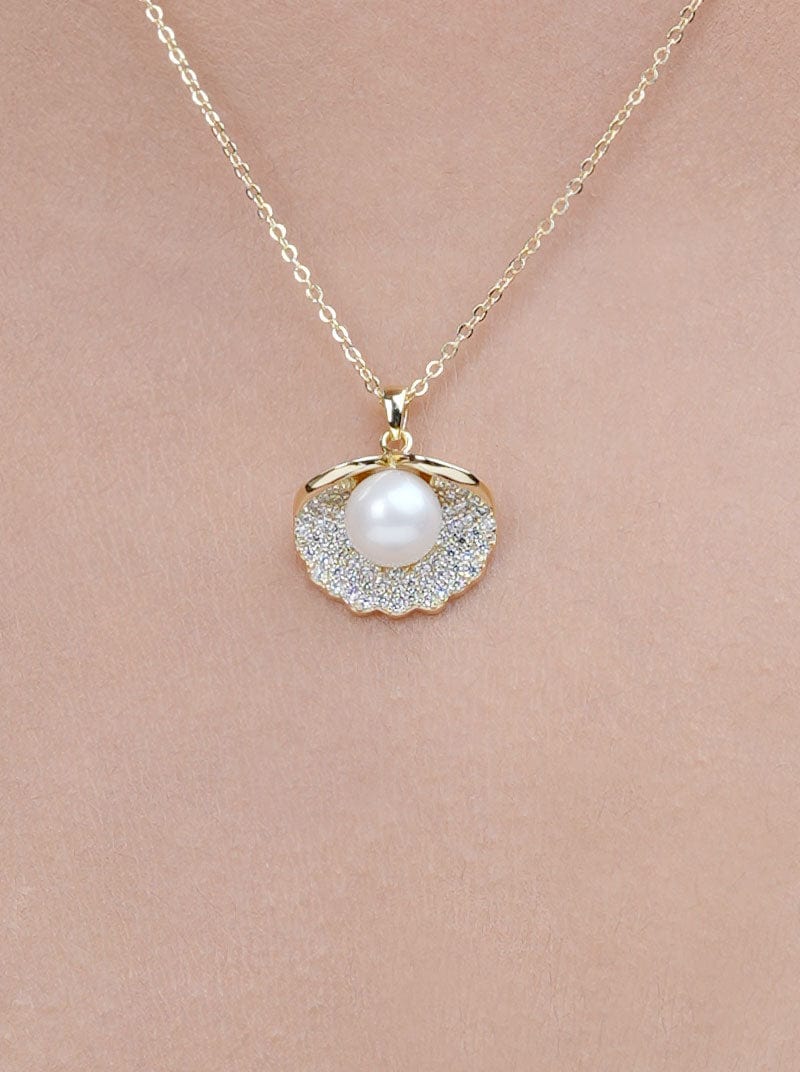 Sea Shell Pearl Pendant Chain (Pure Silver)