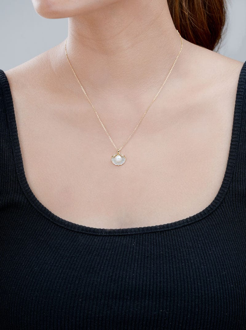 Sea Shell Pearl Pendant Chain (Pure Silver)