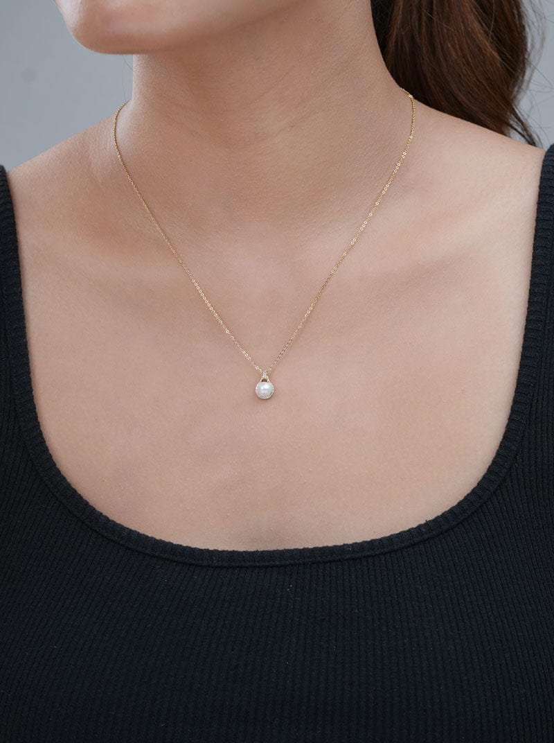 Mini Bulb Pearl Pendant Chain (Pure Silver)