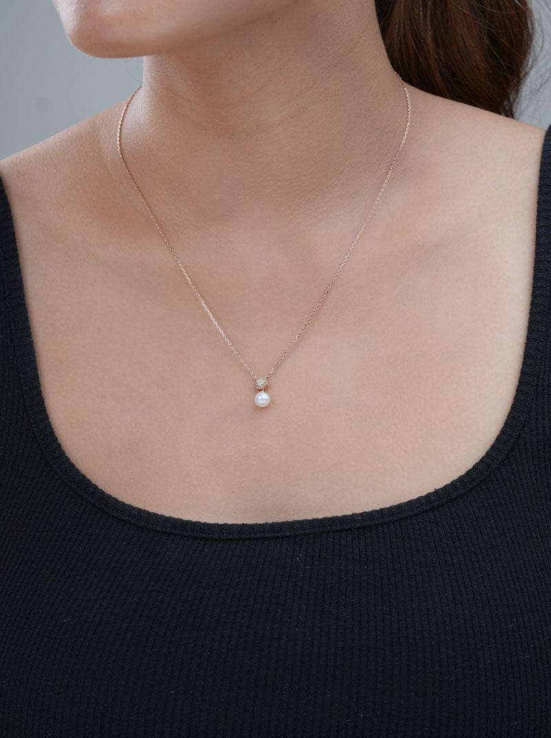 Pave Pearl Drop Pendant Chain (Pure Silver)
