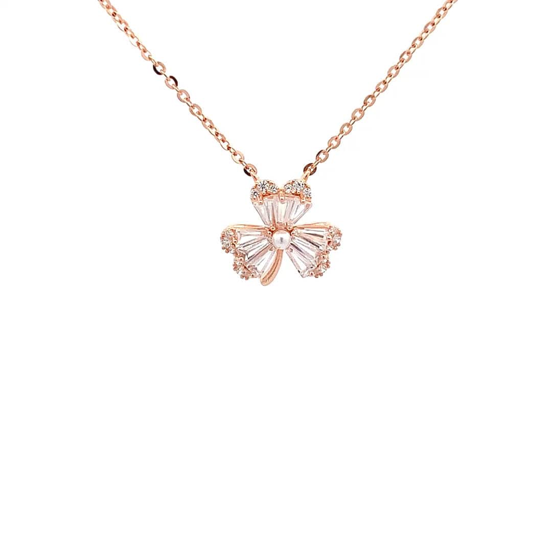 Clover Shine Pendant Chain (Pure Silver) - Rose Gold