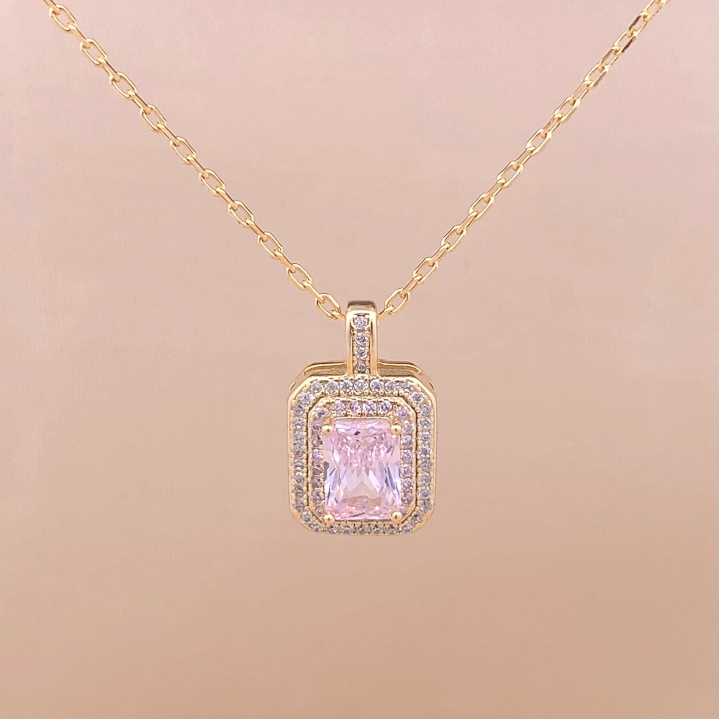Rectangle Emerald Cut Pendant Chain (Pure Silver)