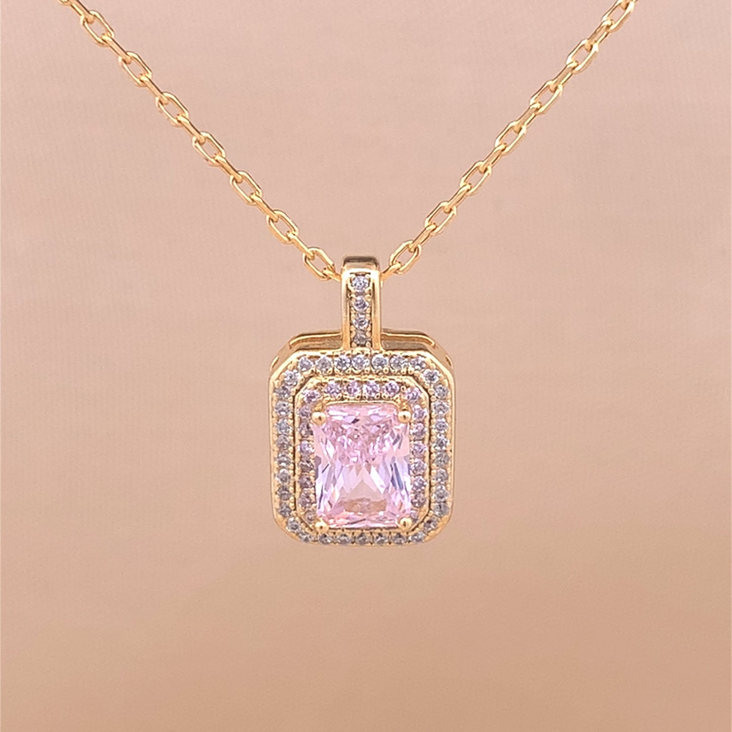 Rectangle Emerald Cut Pendant Chain (Pure Silver)