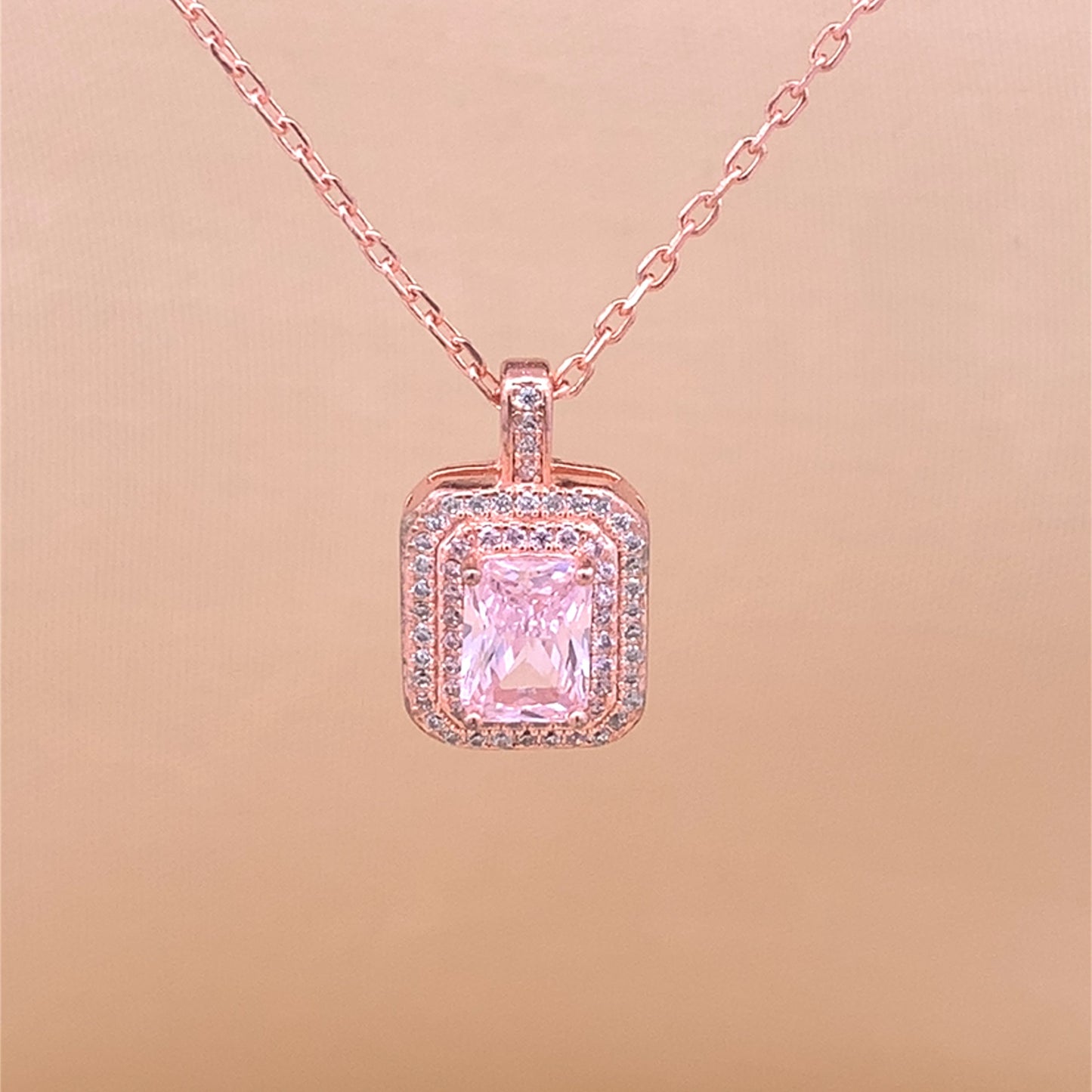 Rectangle Emerald Cut Pendant Chain (Pure Silver)