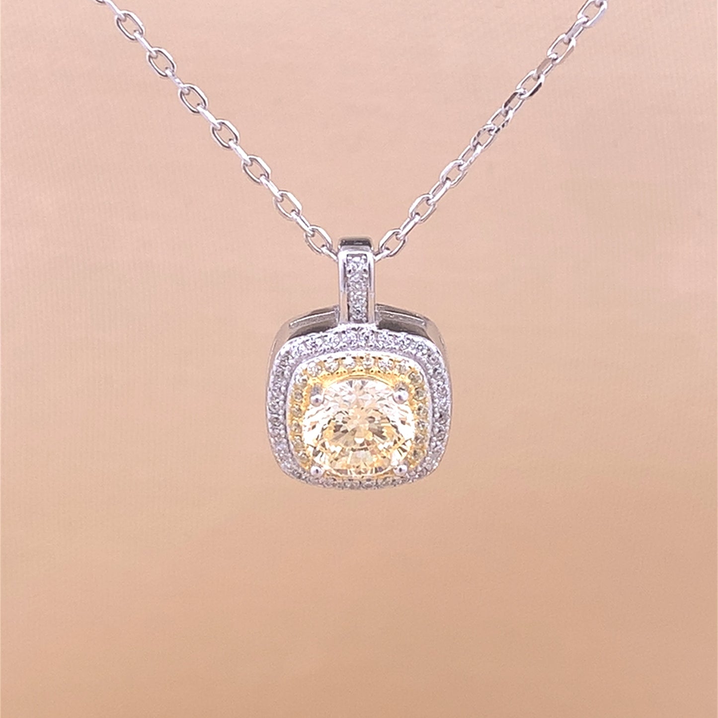 Square Octagon Cut Pendant Chain (Pure Silver)