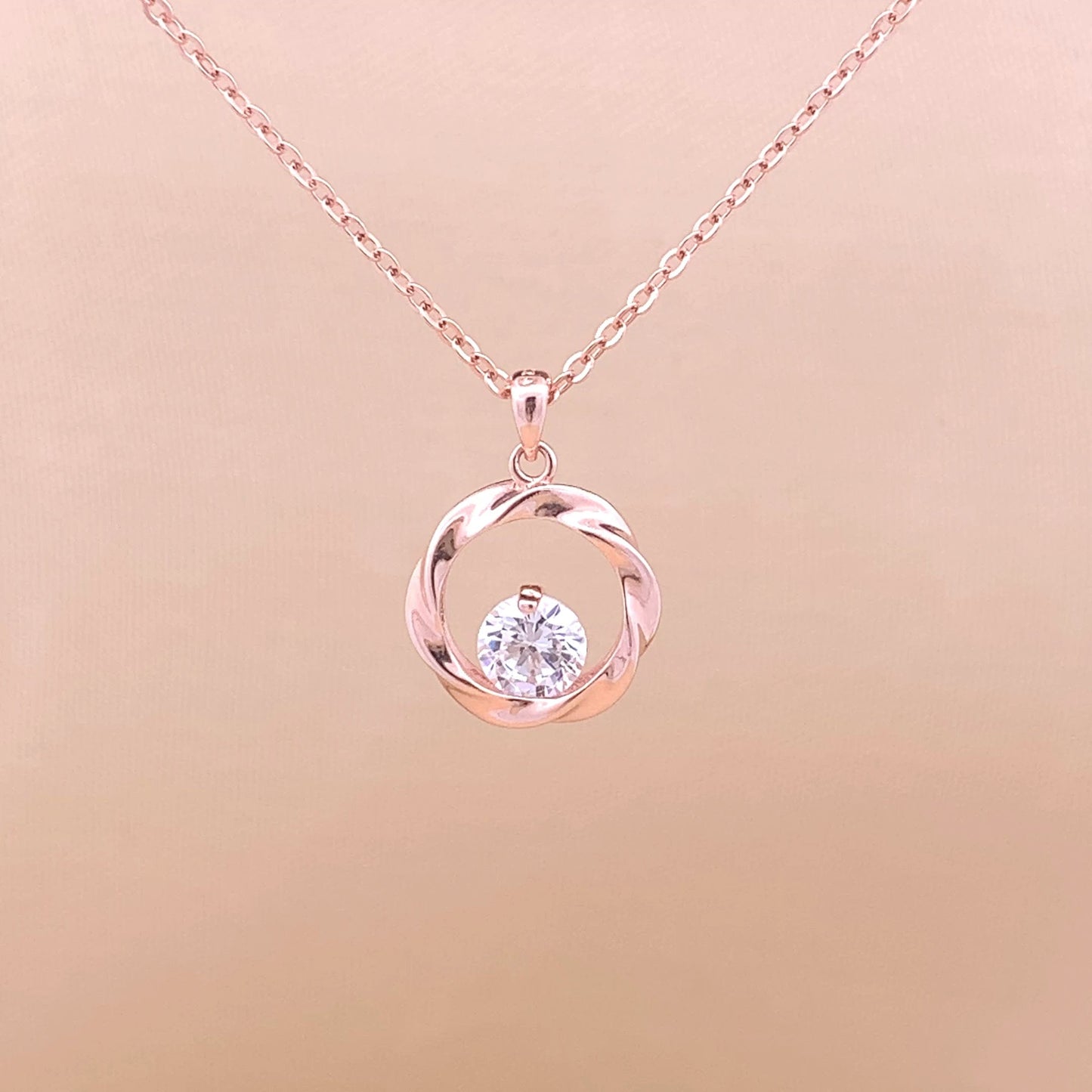 Twisted Ribbon Circle Pendant Chain (Pure Silver)