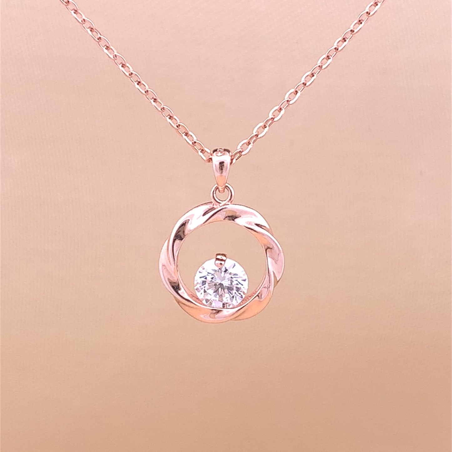 Twisted Ribbon Circle Pendant Chain (Pure Silver)