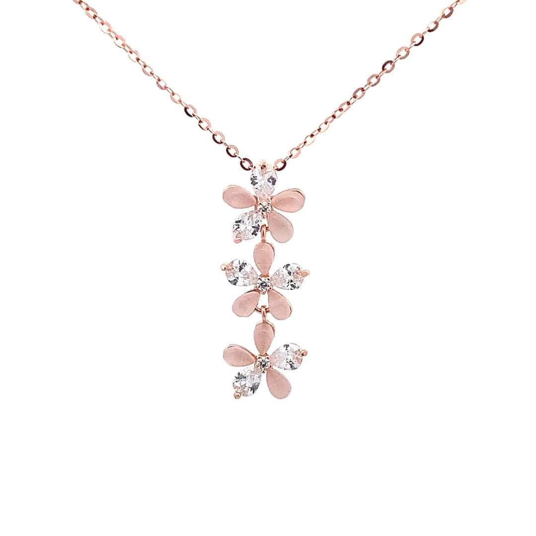 Trio Blossom Pendant Chain (Pure Silver) - Rose Gold